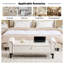 Banc de rangement capitonné capitonné avec accents cloutés et accoudoirs courbés-752466778