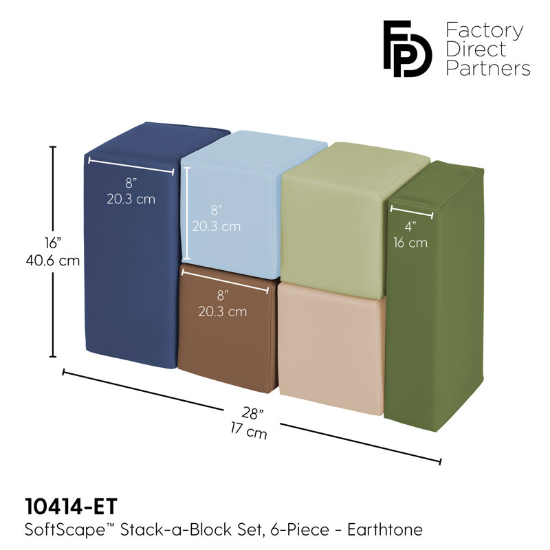 Ensemble de gros blocs SoftScape 6 pièces, Ton de couleur terre
