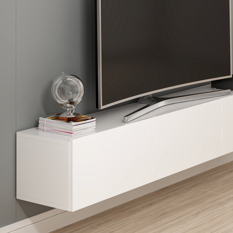 Wesa Modern White TV Unit, 70.9 x 11.8 x 11.8 Inches | 100% Melamine Coated Particle Board, Thickness: 0.7 Inches | Elegant Design for Living Room, Durable & Stylish Storage Solution, Perfect for Entertainment Spaces