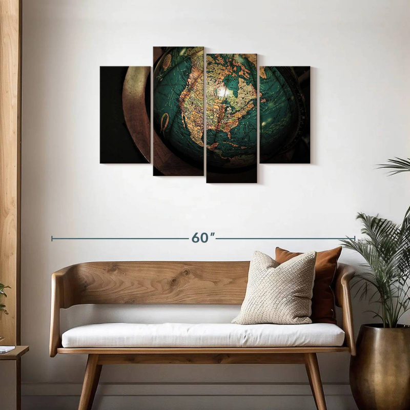 Carte rétro du globe Aliaz, H 27 po x l 43 po