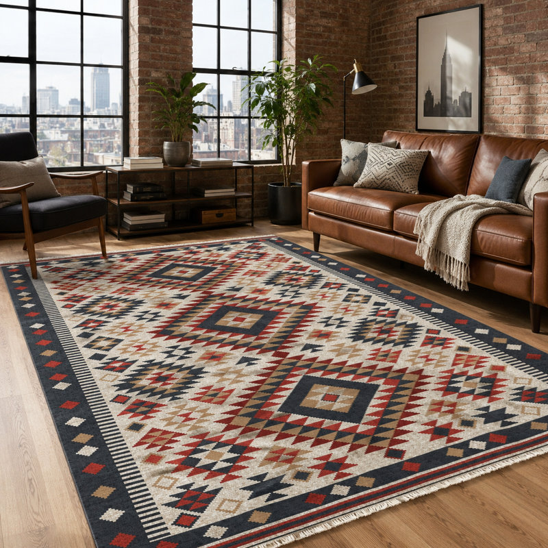 Oriental Cotton and Chenille Flatweave Area Rug, 200 x 300 cm