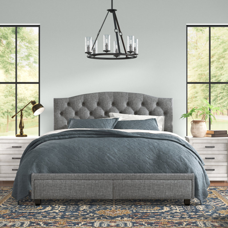 Krick Upholstered Platform Storage Bed, Queen, Dark Gray