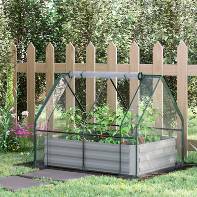 Potager surélevé galvanisé de 120 x 90 cm avec serre intégrée - Idéal pour la culture de fleurs, de fruits, de légumes et d'herbes aromatiques. Bac de jardin extérieur en métal avec jardinière intégrée.