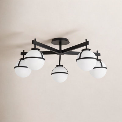5 Light Glass Semi Flush Mount