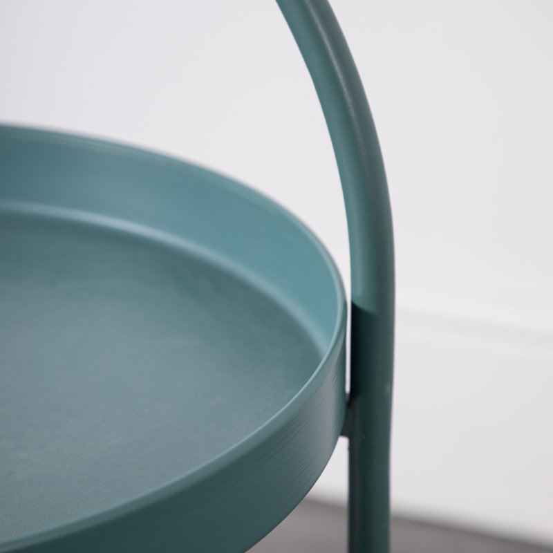 Certie Tray Top Cross Legs End Table, Teal