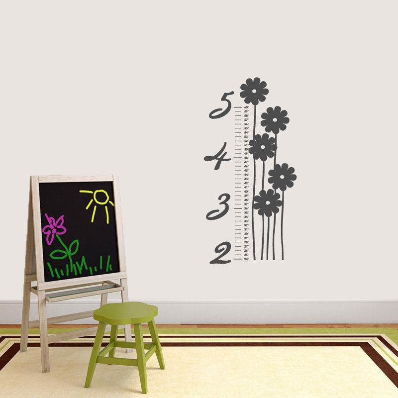 Décalcomanie murale de croissance fleur, Gris foncé