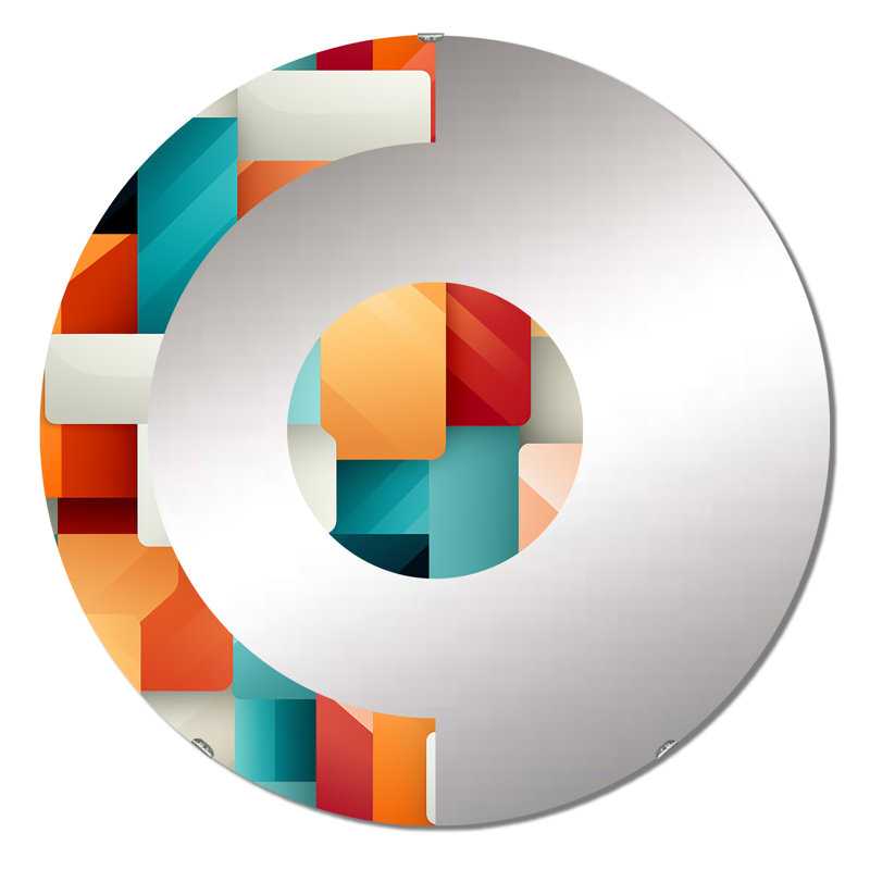 Orange et vert Popart Pop culture Pixels - Miroir mural demi-cercle, 23,6 po x 23,6 po