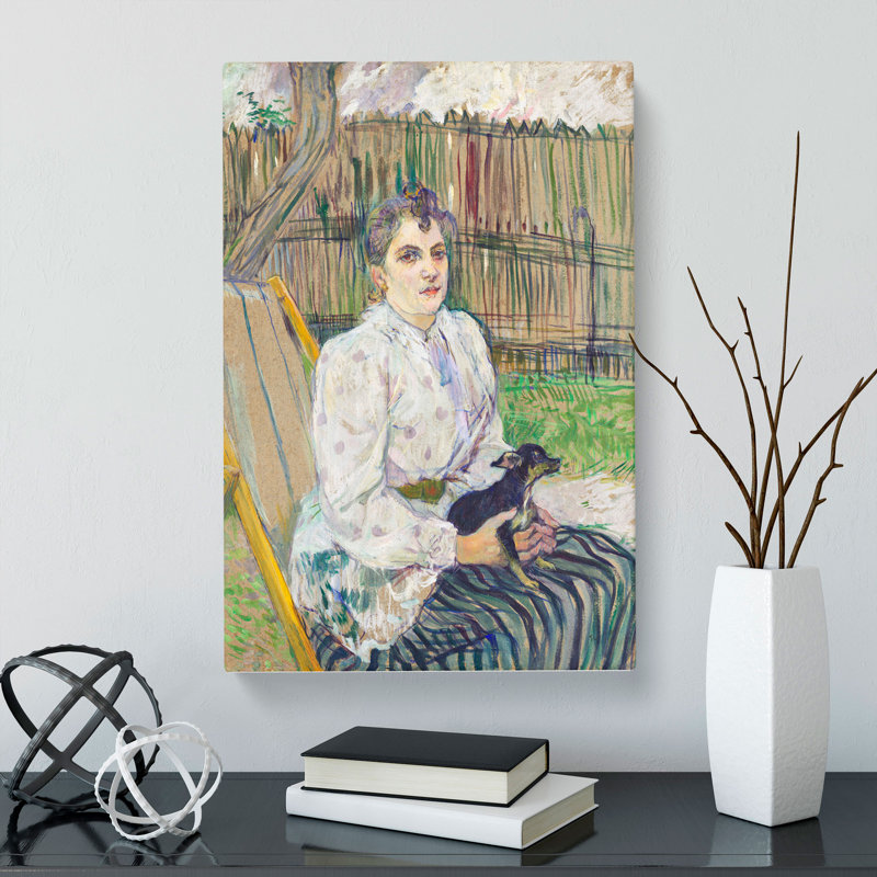 Lady with a Dog by Henri de Toulouse-Lautrec - Wrapped Canvas, 60cm H x 40cm W x 3cm D