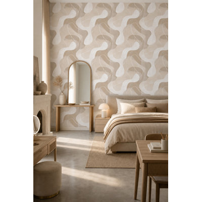 Organic Shapes Wallpaper Wavy Contour Lines Removable Minimalist Wall Double Roll