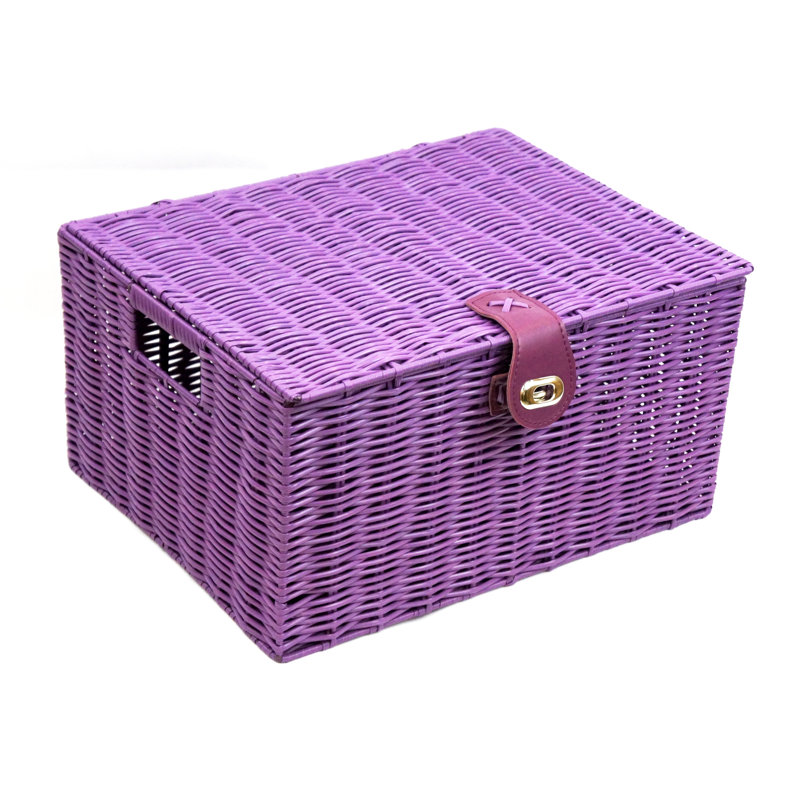 Brambly Cottage Plastic Decorative Basket, 15.5cm H x 33cm W x 24cm D, Purple