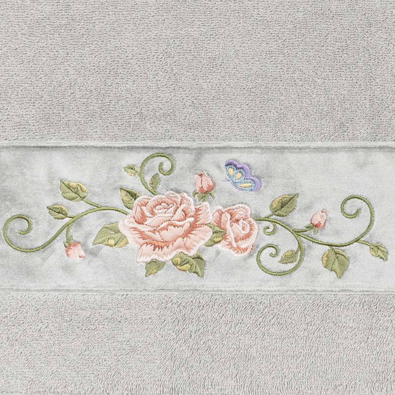 Ensemble de serviettes en coton turc 2 pièces Rebecca, Gris clair
