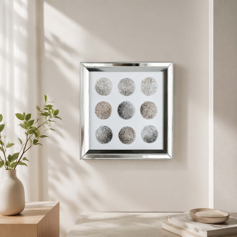 Art mural 19,6 x 19,7 po avec miroir en cristal Ares sur base dorée