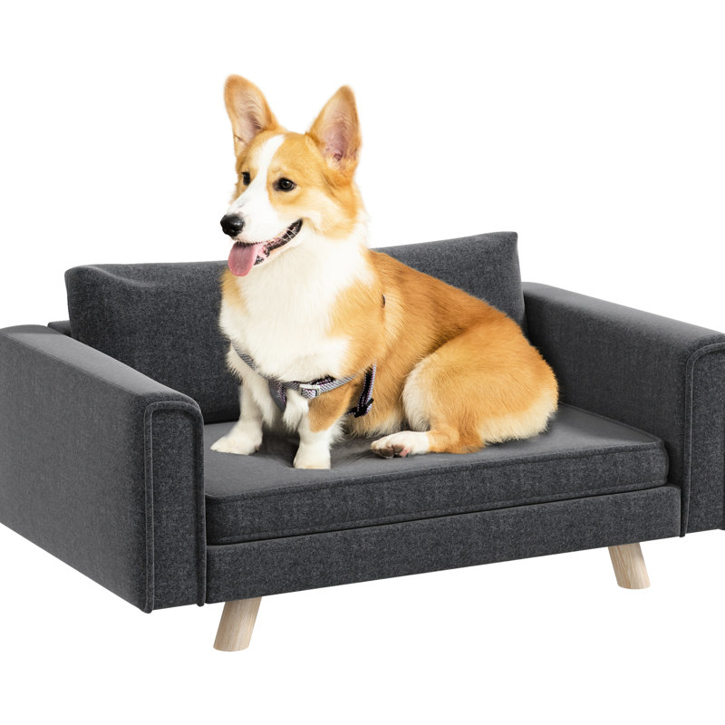 Raised Dog Bed, Outer Layer, Removable Cover, Gray Pet Couch, & Spacious, For Pets