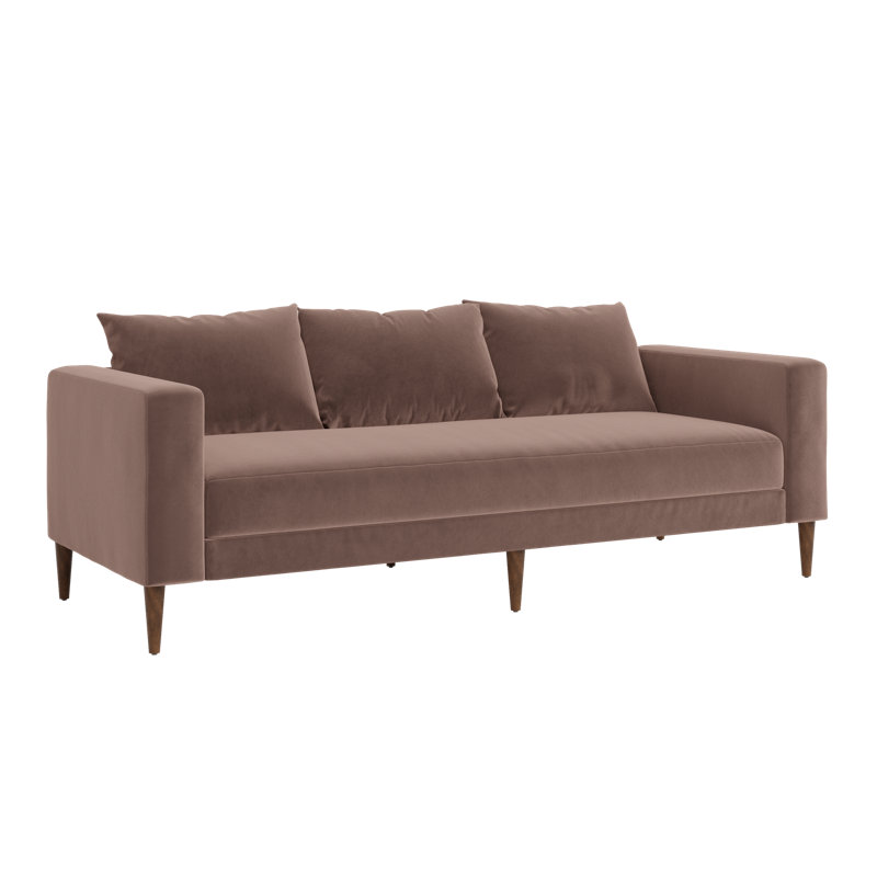 Essential Sofa, Dusty Rose Recycled Velvet, Dark Brown