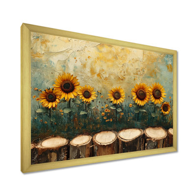 Dello Sunflowers Landscape Above Wood Slide III - Sunflowers Large, art mural