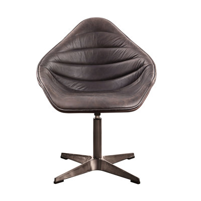 Swivel Ebony Leather Chair - Comfortable & Sleek For Professional Spaces Office Swivel, Adjustable Comfort