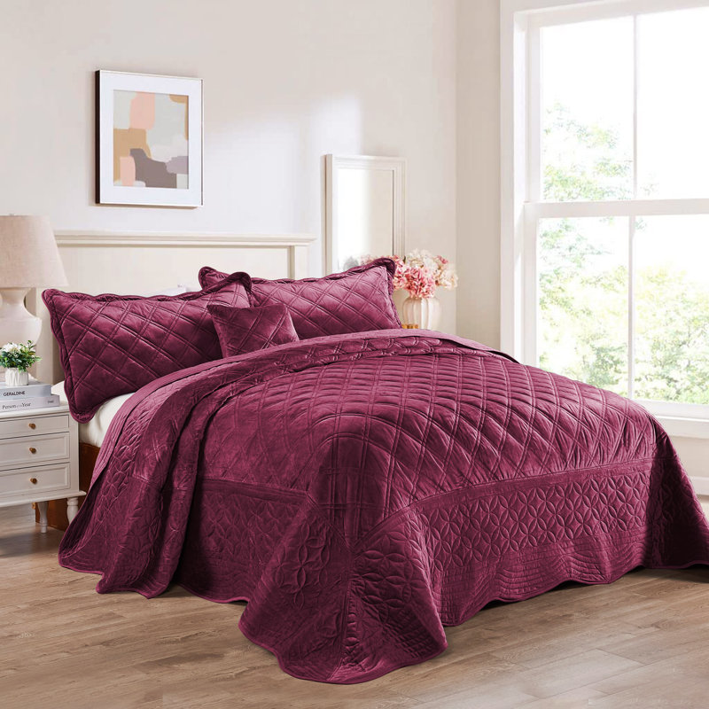 Ensemble de couette surdimensionné de 4 pièces en microfibre douce, Bourgogne, Courtepointe de très grande taille