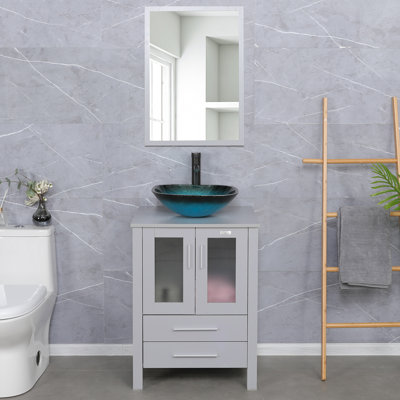 Ensemble de meuble-lavabo simple 24 po avec miroir Olancha