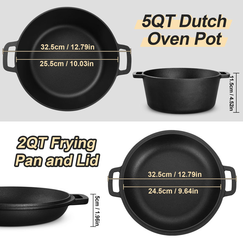 5 QT Dutch Oven Pot, Black