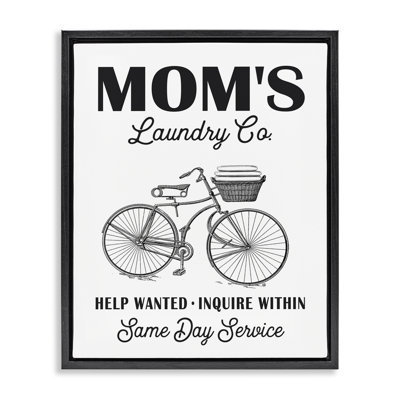 «Mom's Laundry Co», art mural encadré sur toile flottante par lettré et doublé