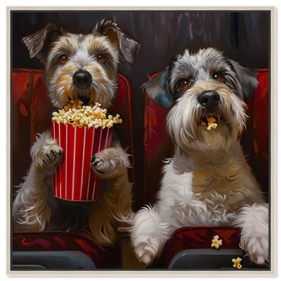 Movie Theater Date Canvas Cute Pet Art Prints by Art Remedy