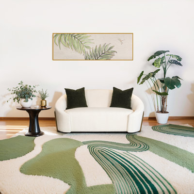 74" Modern Upholstered Loveseat Sofa with 2 Accent Pillows