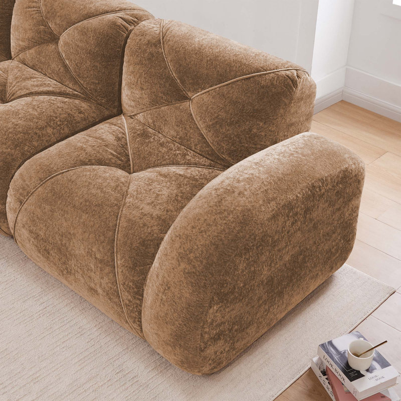 Canapé capitonné 2 places avec tissu en velours doux, éponge haute densité et conception ergonomique pour un salon confortable