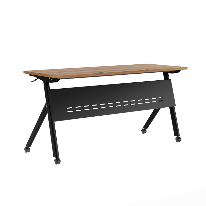 Commercial Nesting Flip Training Table With Steel Frame And Y-Legs, Brown, Black