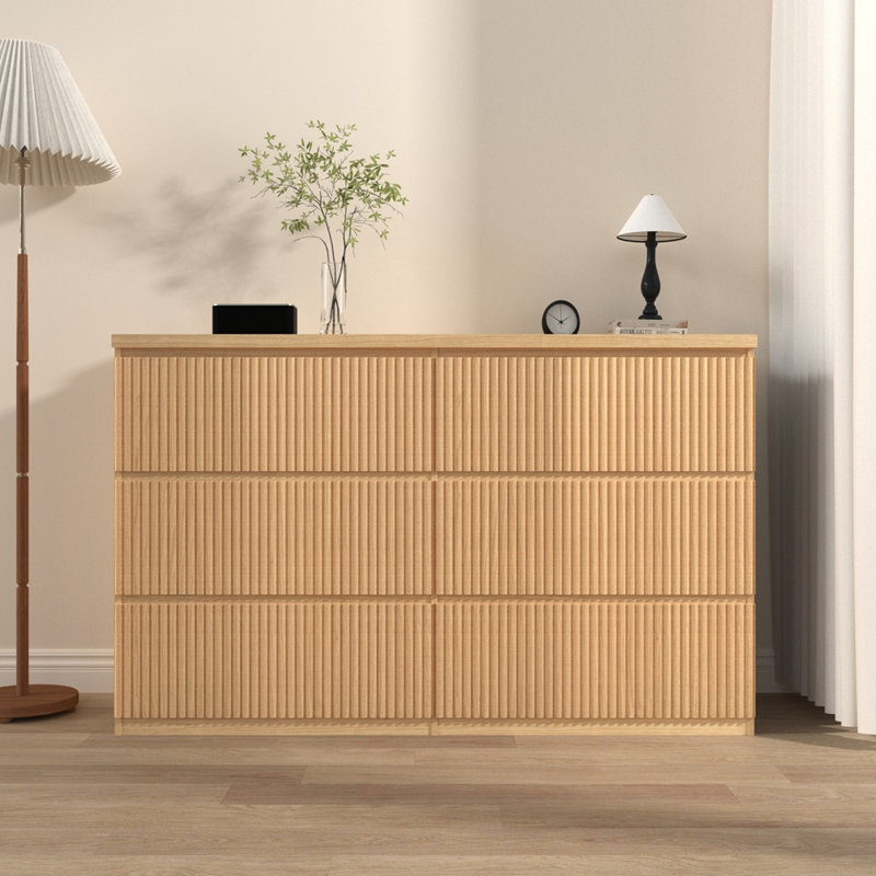 Commode 6 tiroirs Modern Modern, Naturel
