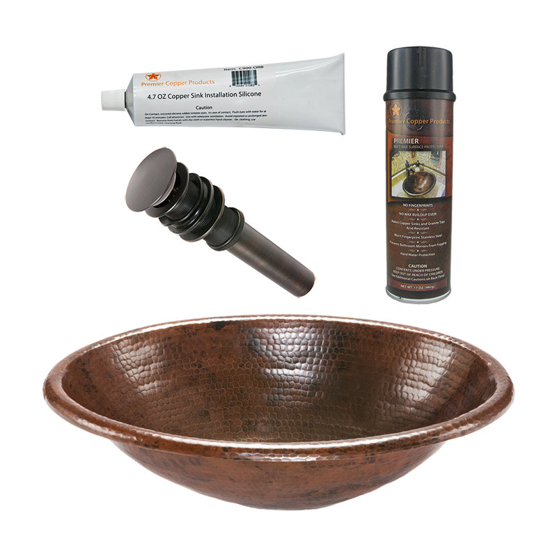 Premier Copper Products BSP5_LO19RDB-P Bathroom Sink And Drain Package