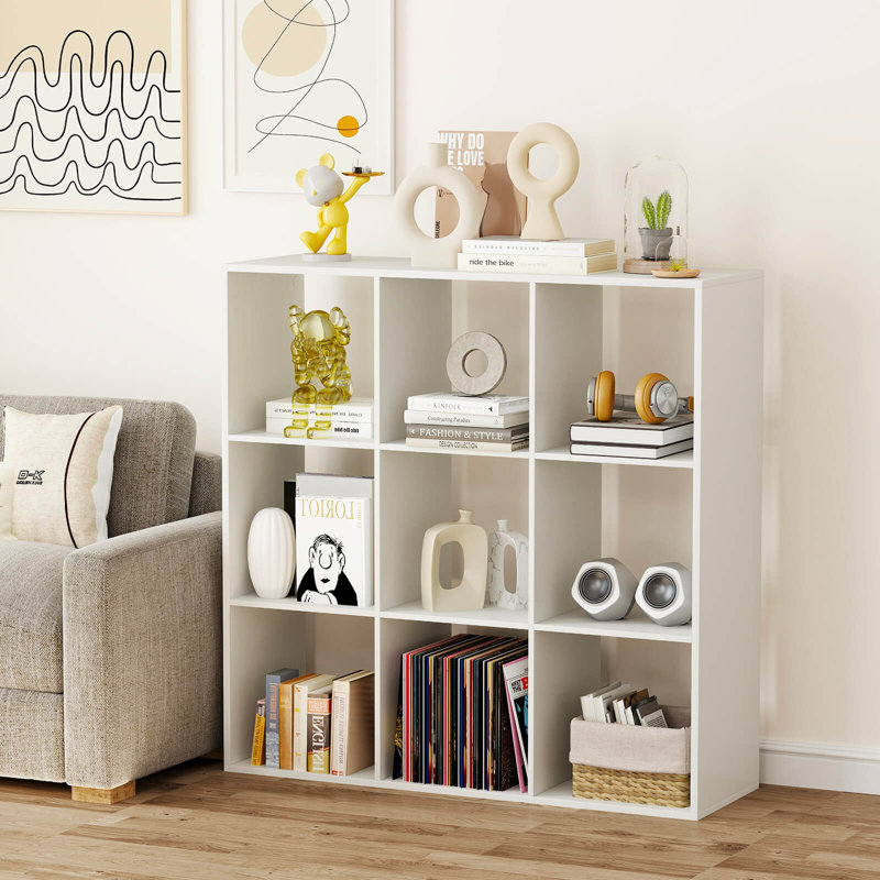Bookcase Open Back Bookshelf With Anti-tip Kit Modern Style Organizer, (9 Shelves) 41"H x 41"W x 13"D