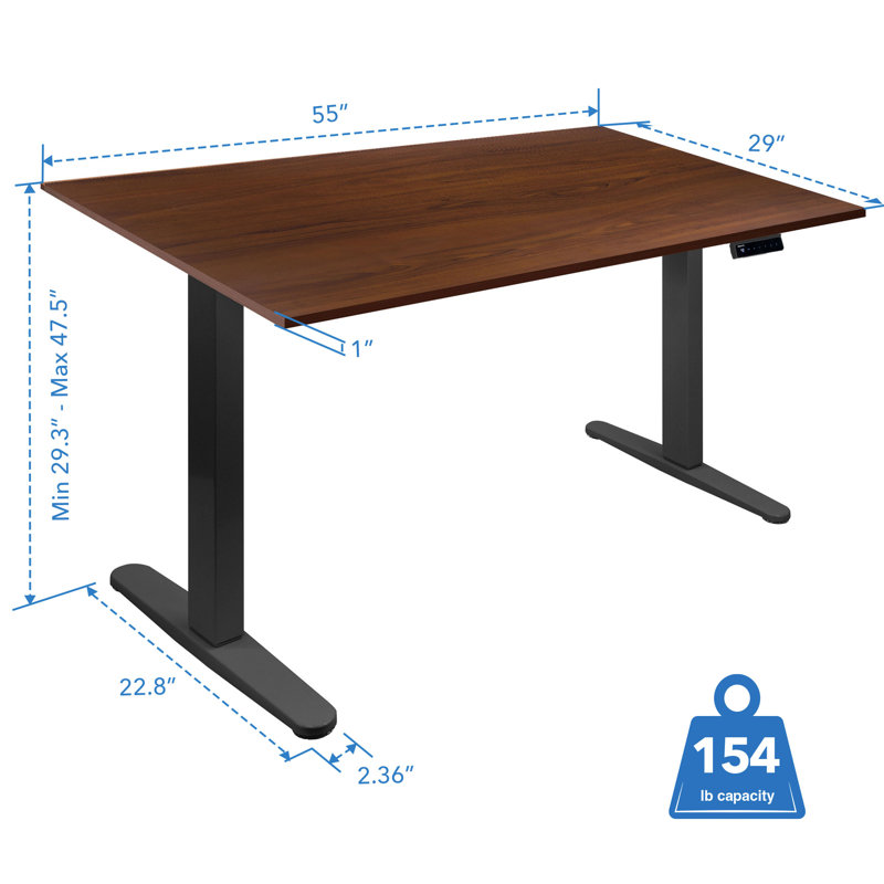 Hazelnut and Black Adjustable Electric Standing Desk with Steel Frame