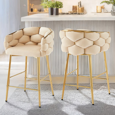 Ensemble de deux tabourets de comptoir modernes avec dossier et coussin moelleux, repose-pieds, idéal pour la cuisine, la chambre à coucher ou la salle à manger