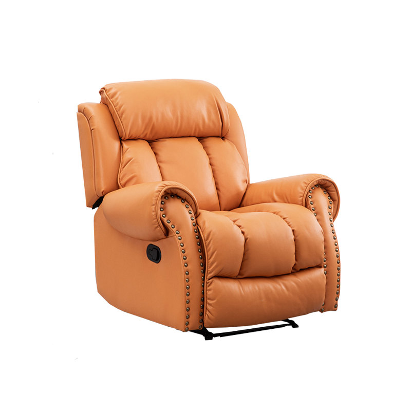 Taia Faux Leather Recliner, Orange Faux Leather