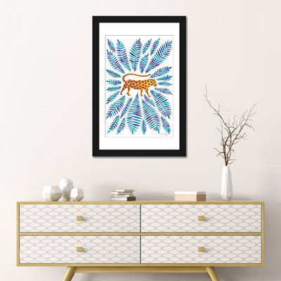 « jaguar, blue leaves » par cat coquillette, reproduction d’impression sur toile tendue