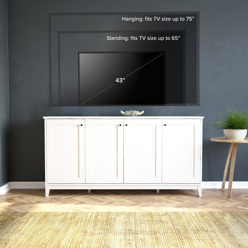White Pine 4-Door Freestanding Accent Cabinet with Adjustable Shelves