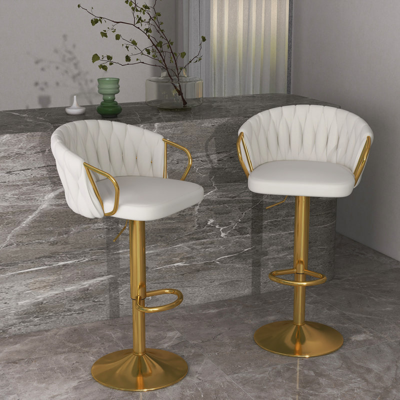 Ginko Adjustable Height Counter Stool (Set of 2), Ivory