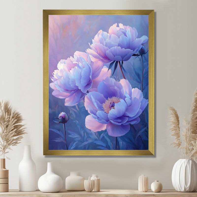 Baisley - art mural floral, H 20 po x l 12 po, Reproduction encadrée d'une seule photo, Doré