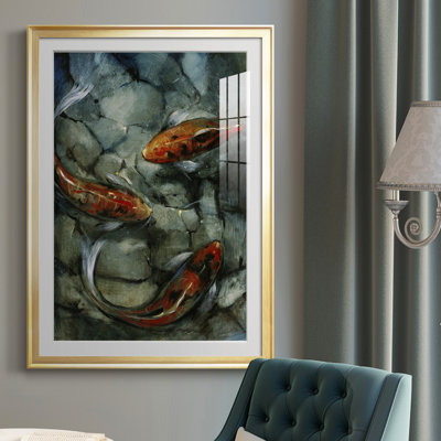 Tres Koi II, reproduction encadrée de qualité supérieure - prête à être accrochée