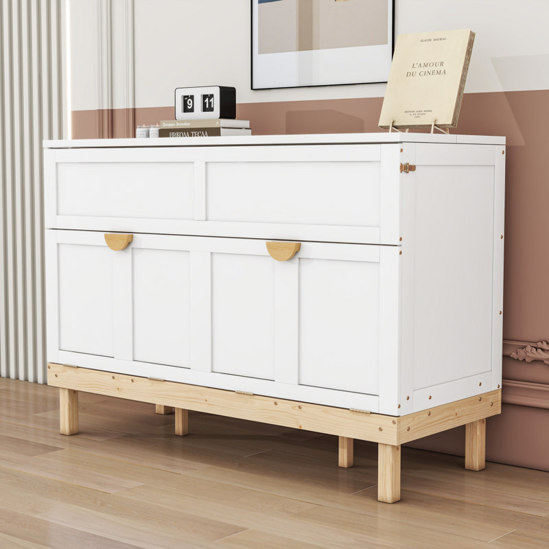 Grand lit escamotable moderne avec double fonctionnalité, Blanc