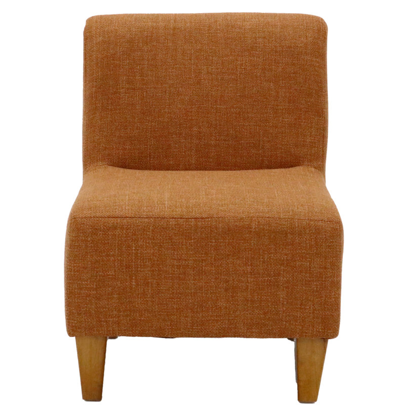 Wadhurst Polyester Slipper Chair, Orange Polyester Blend, Light Brown
