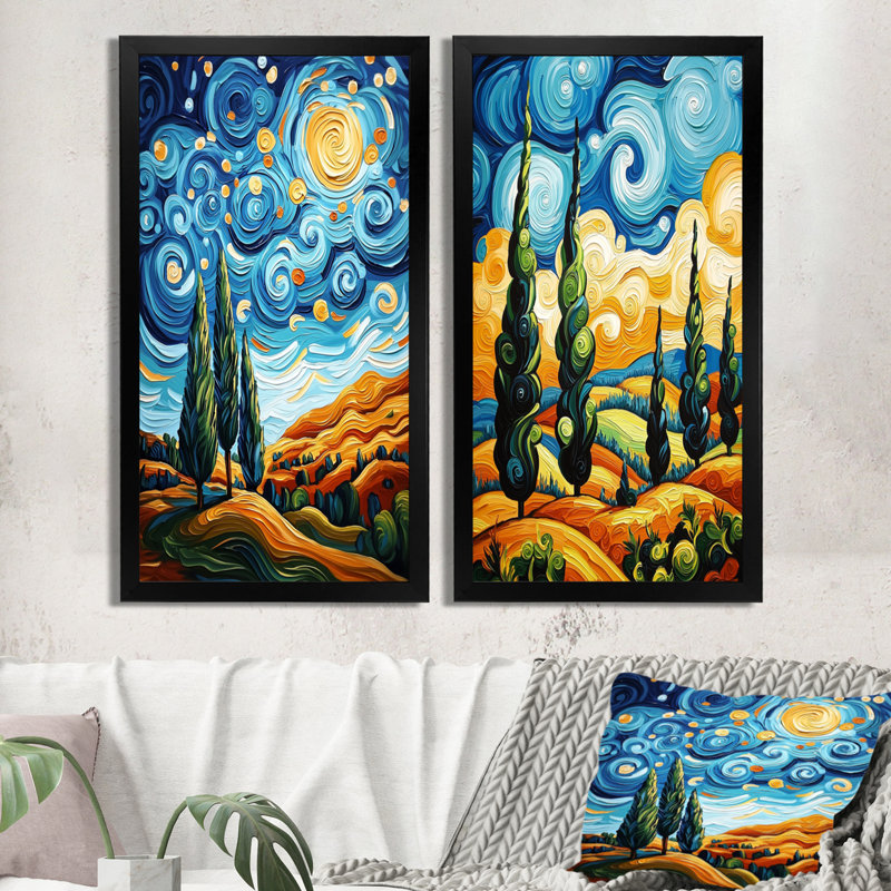 «Autumn Wood Forest» par Vincent I - Vangogh, décorations murales traditionnelles 2 pièces, H 40 po x l 40 po