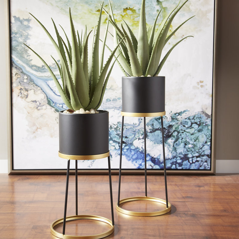 Liza Handmade Metal Planter, 28" H x 11.75" W x 11.75" D