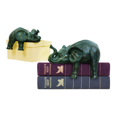 Serre-livres éléphant Sprawling - ensemble de 2