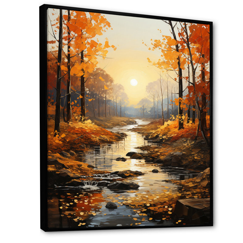 «Danajia Birch Woods Autumn Tapisserie III», reproduction d'art sur toile, Cadre flottant noir, H 40 po x l 30 po x P 1,5 po