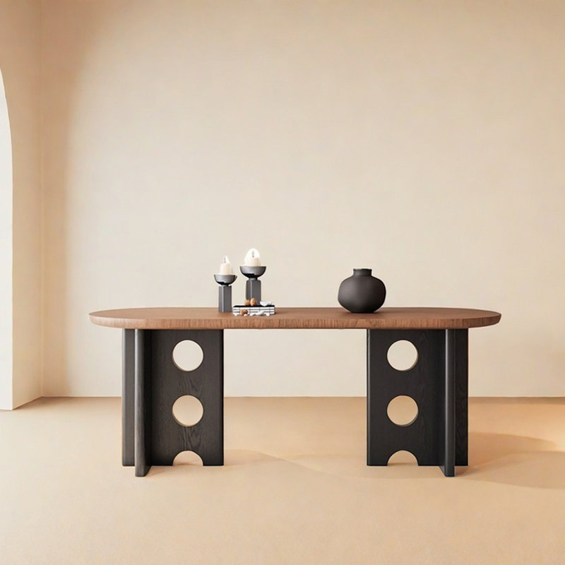 Table de salle à manger Vintage, H 29,52 po x L 62,99 po x l 31,49 po, Brun, Noir, noir, noir, noir