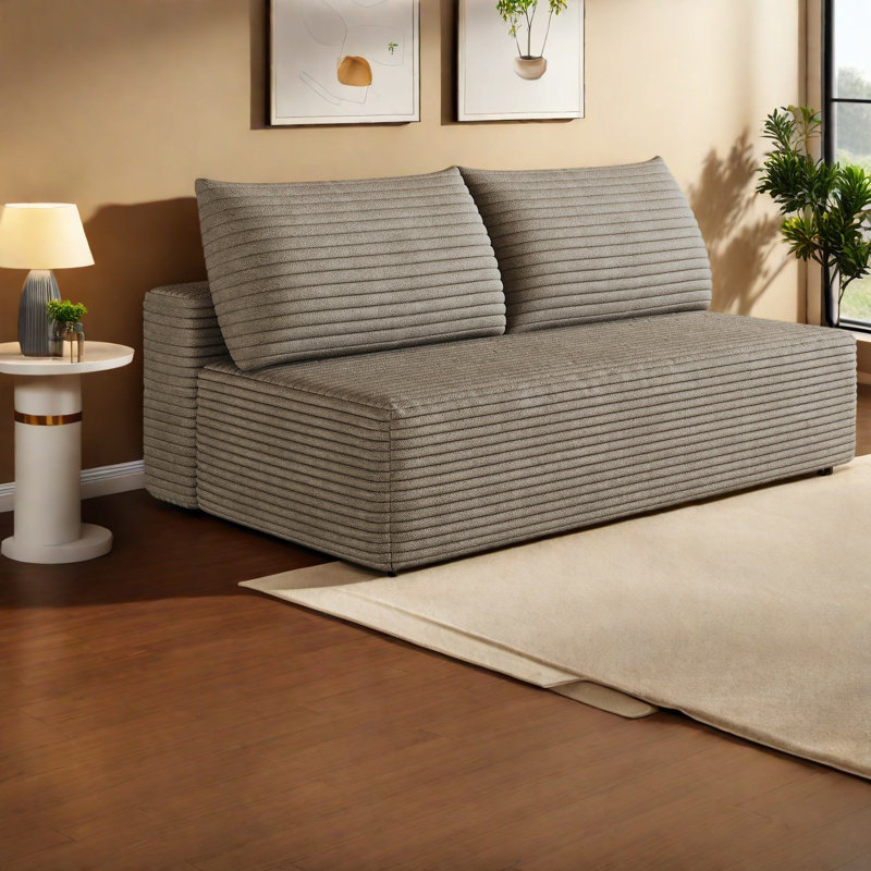 Canapé d'angle compact moderne en velours côtelé moelleux de 150 cm (59 po), Tanné