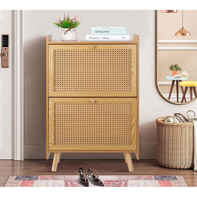 24 Pair Shoe Storage Cabinet, Natural