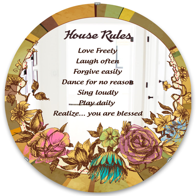 Miroir mural House Rules, H 23,6 po x l 23,6 po