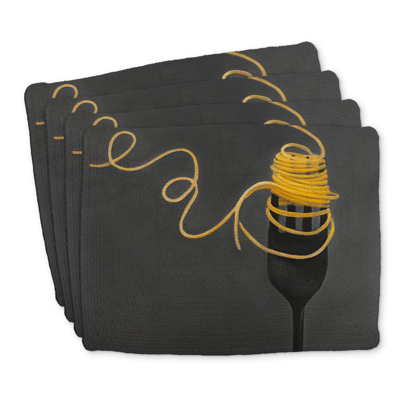 Braided Polyester Placemats Set of 4 | Spaghetti Fork Design